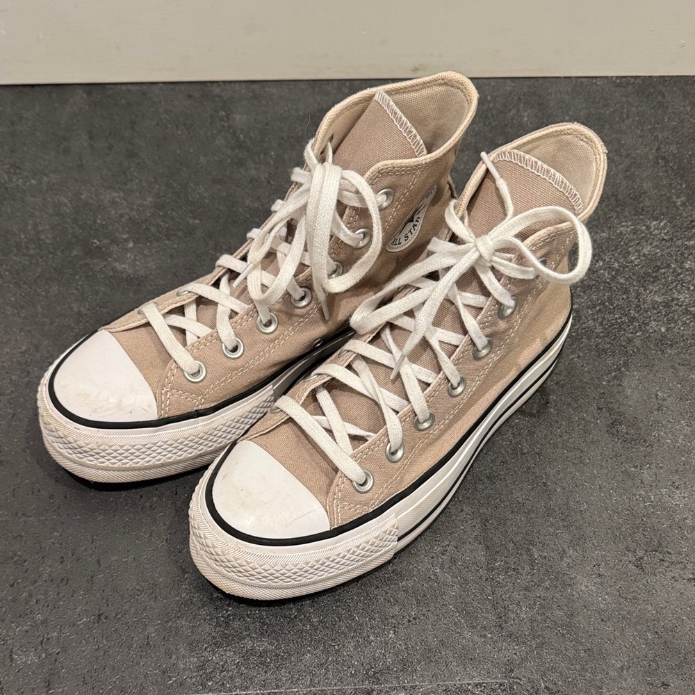 High-Top Canvas Sneakers - Tan